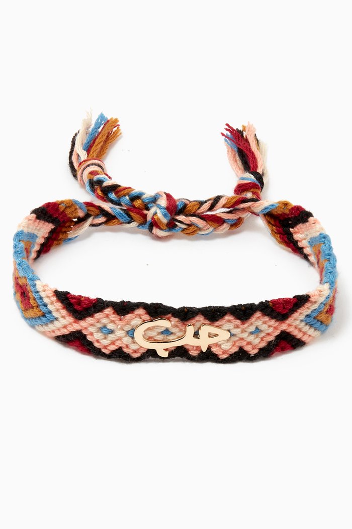 

"Hob/ Love" Woven Bracelet in 18kt Yellow Gold, Orange