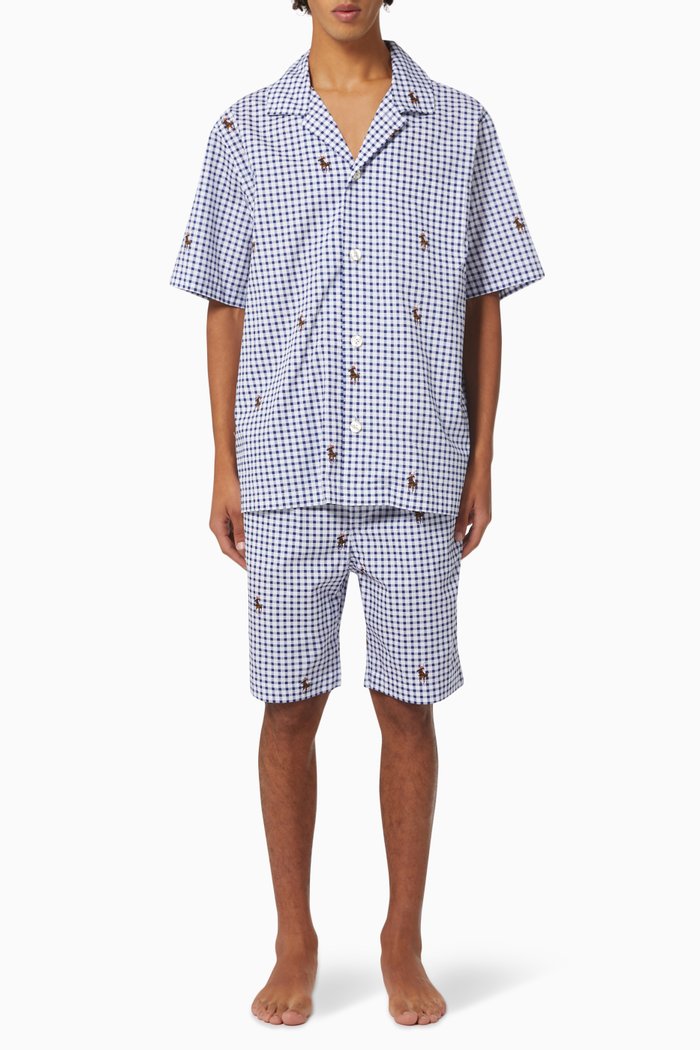 All-over Pony Print Sleep Shirt in Cotton, Blue