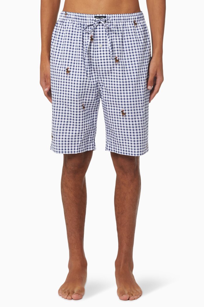 

All-over Pony Print Sleep Shorts in Cotton, Blue