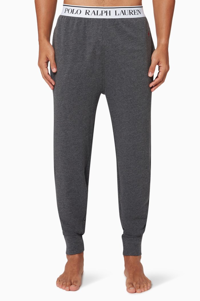 

Logo Tape Sleep Joggers in Stretch French Terry, Grey