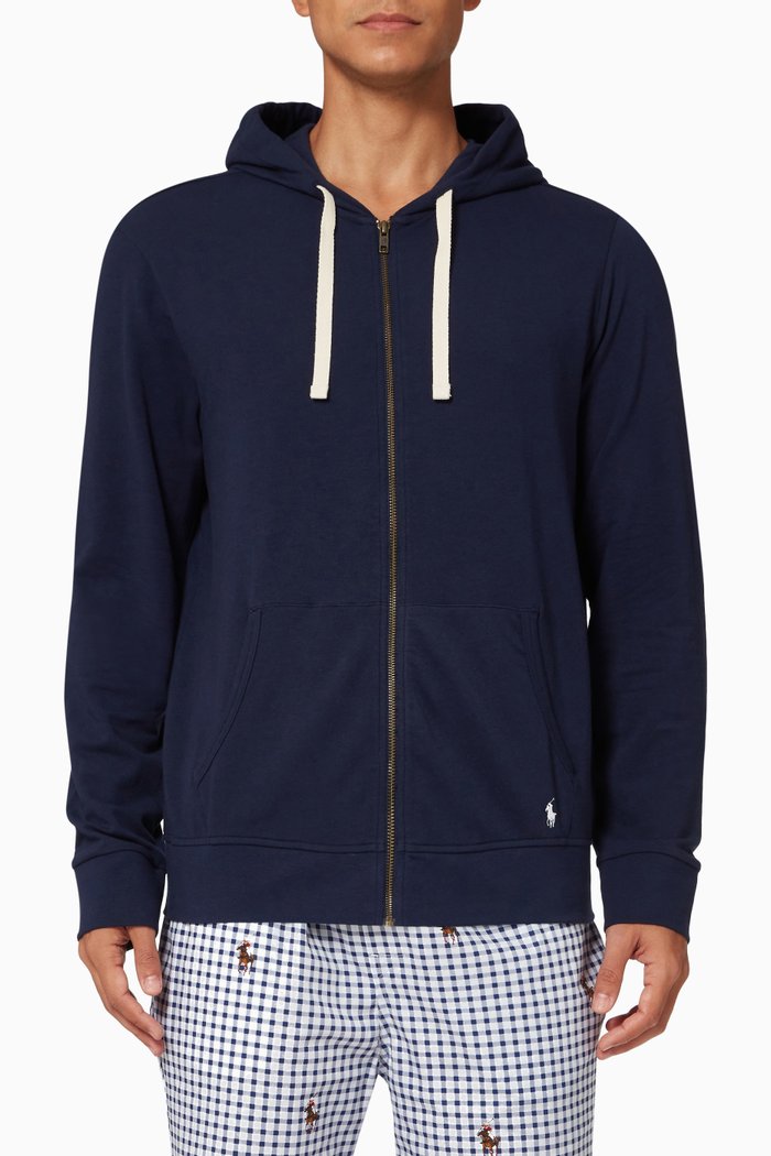 

Logo Sleep Hoodie in Stretch French Terry, Blue