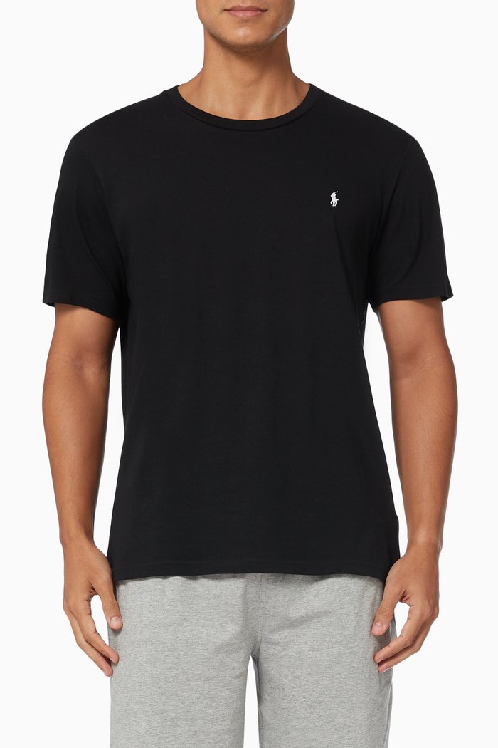 

Crewneck Sleep T-shirt in Liquid Cotton, Black