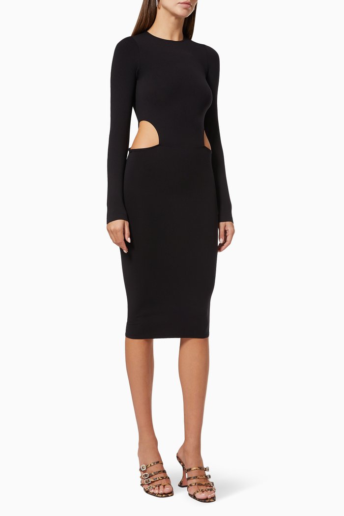 

Cut-out Midi Dress in Crepe, Black