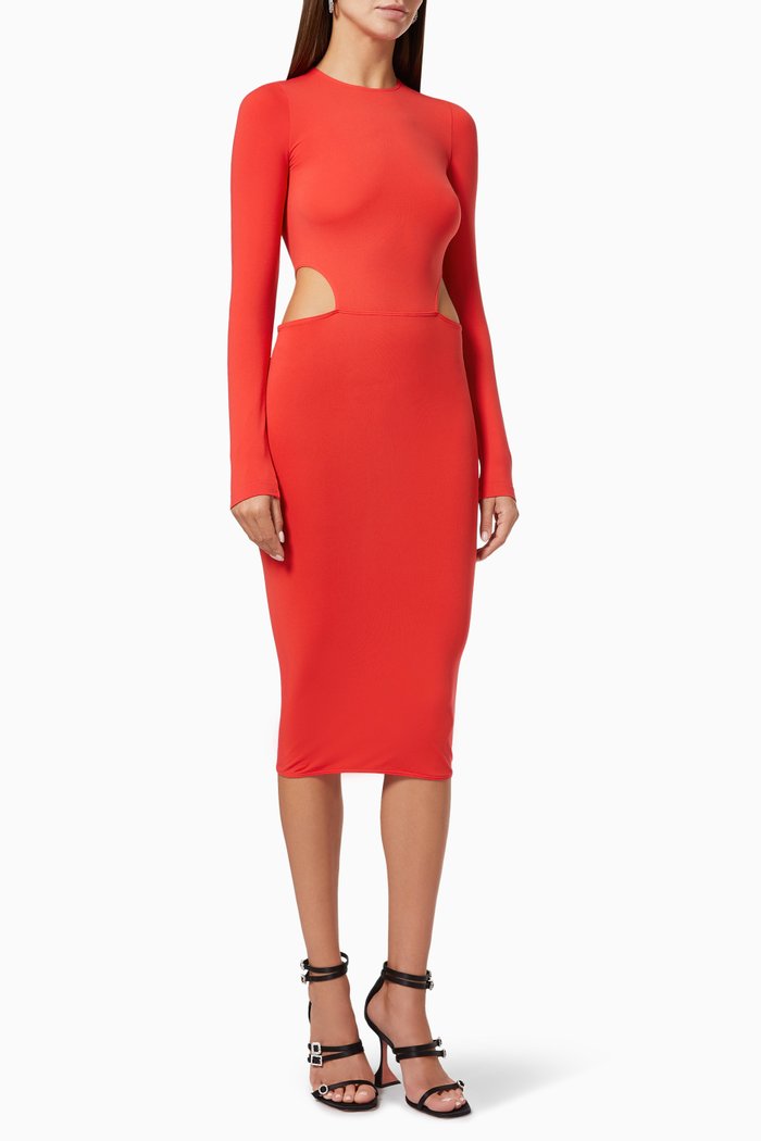 

Cut-out Midi Dress in Crepe, Pink