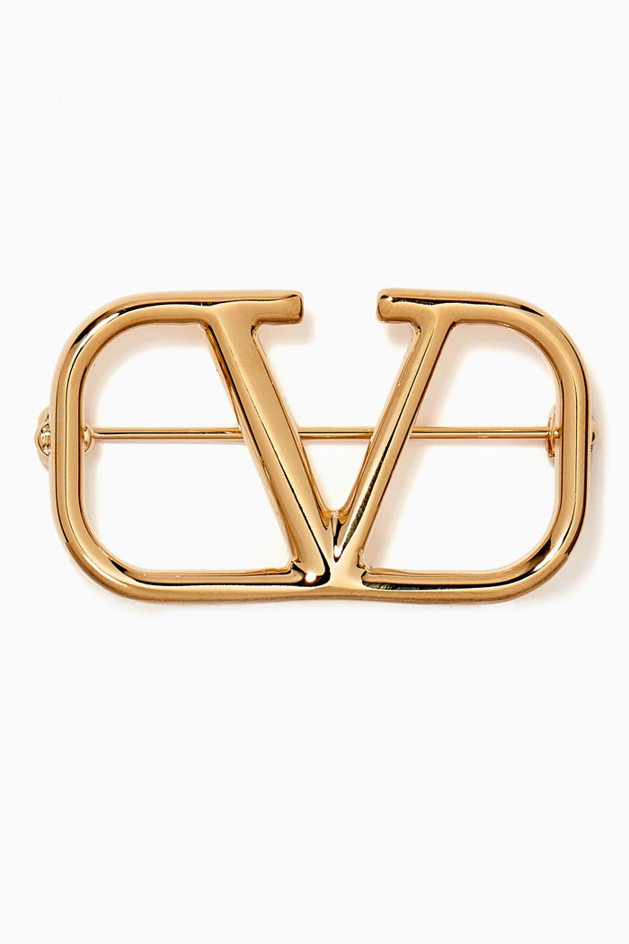 

Valentino Garavani VLOGO Brooch in Metal, Gold