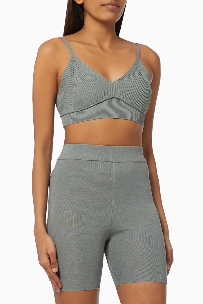 

The Front Runner Knit Bralette in Viscose, Green