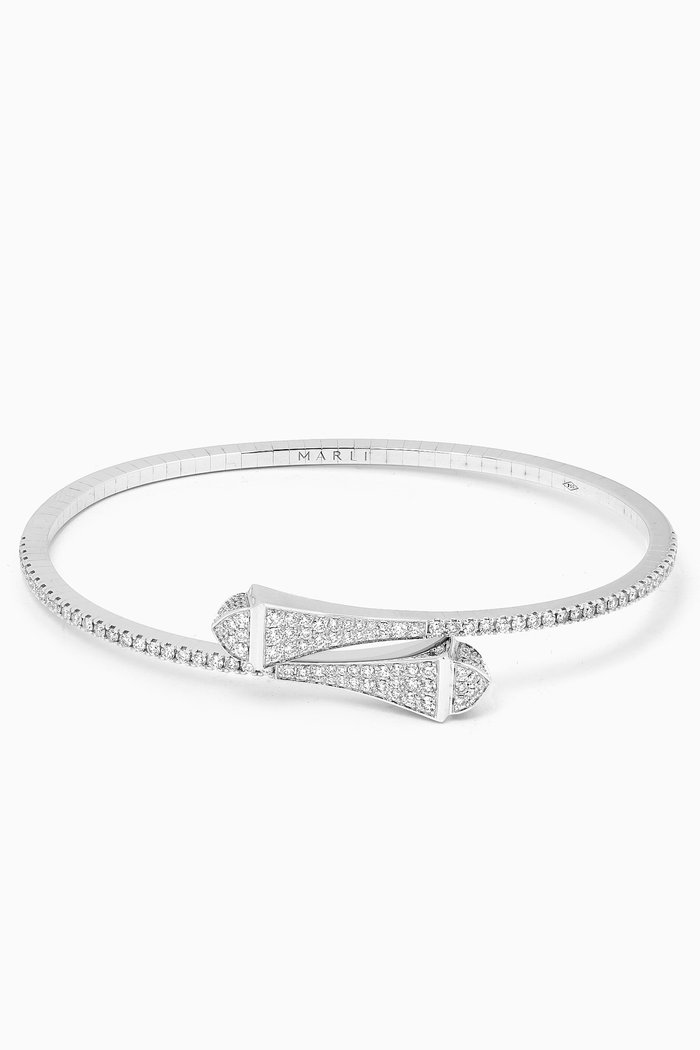 

Cleo Diamond Midi Slip-on Bracelet in 18kt White Gold, Silver