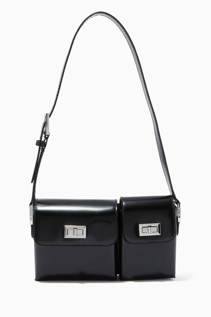 

Baby Billi Shoulder Bag in Semi Patent Leather, Black