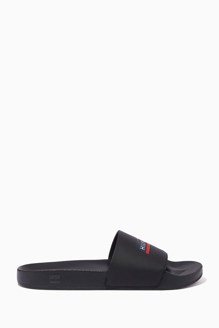 

TH Logo Pool Slides in PU, Black