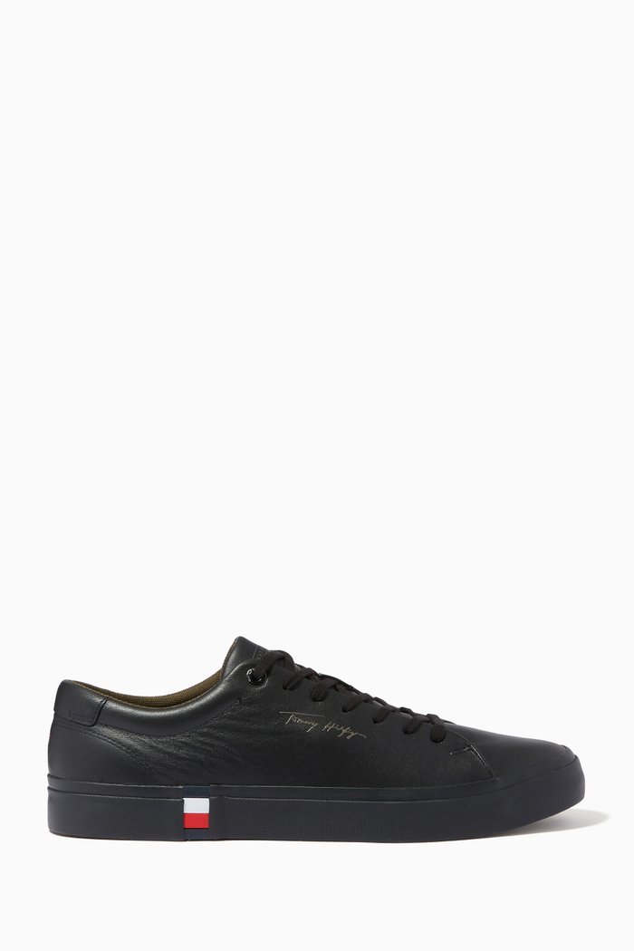 

Modern Signature Vulcanised Sneakers in Leather, Black