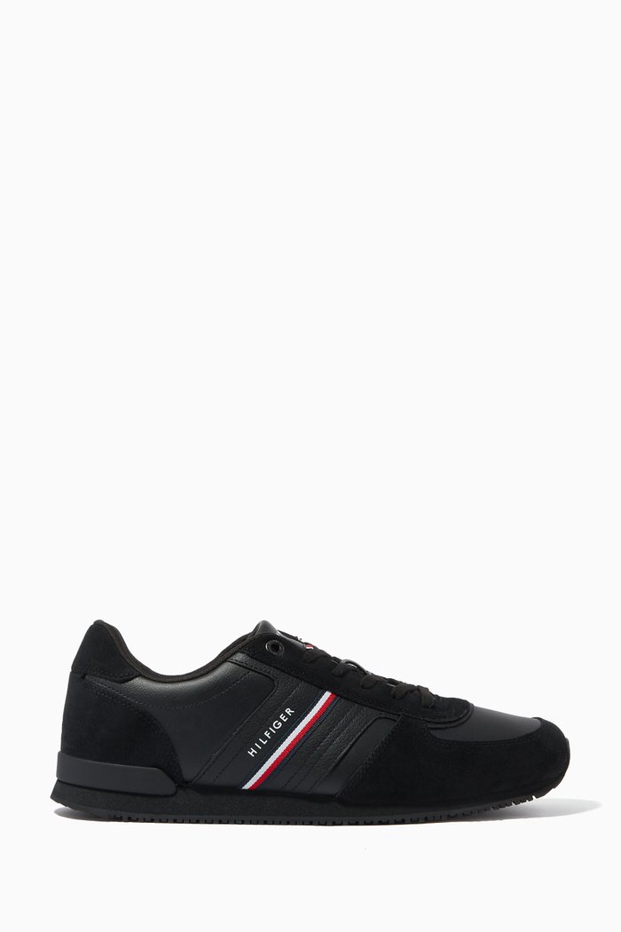 

Iconic Running Trainers in Suede Leather, Black