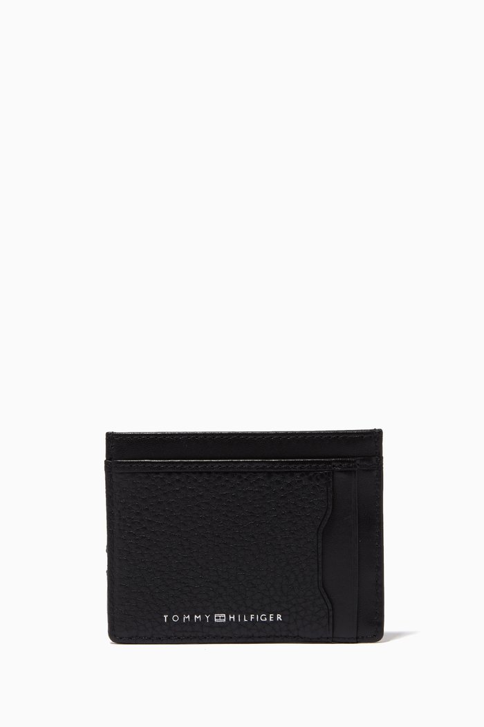 

Downtown Signature Detail Card Holder in Leather, Black