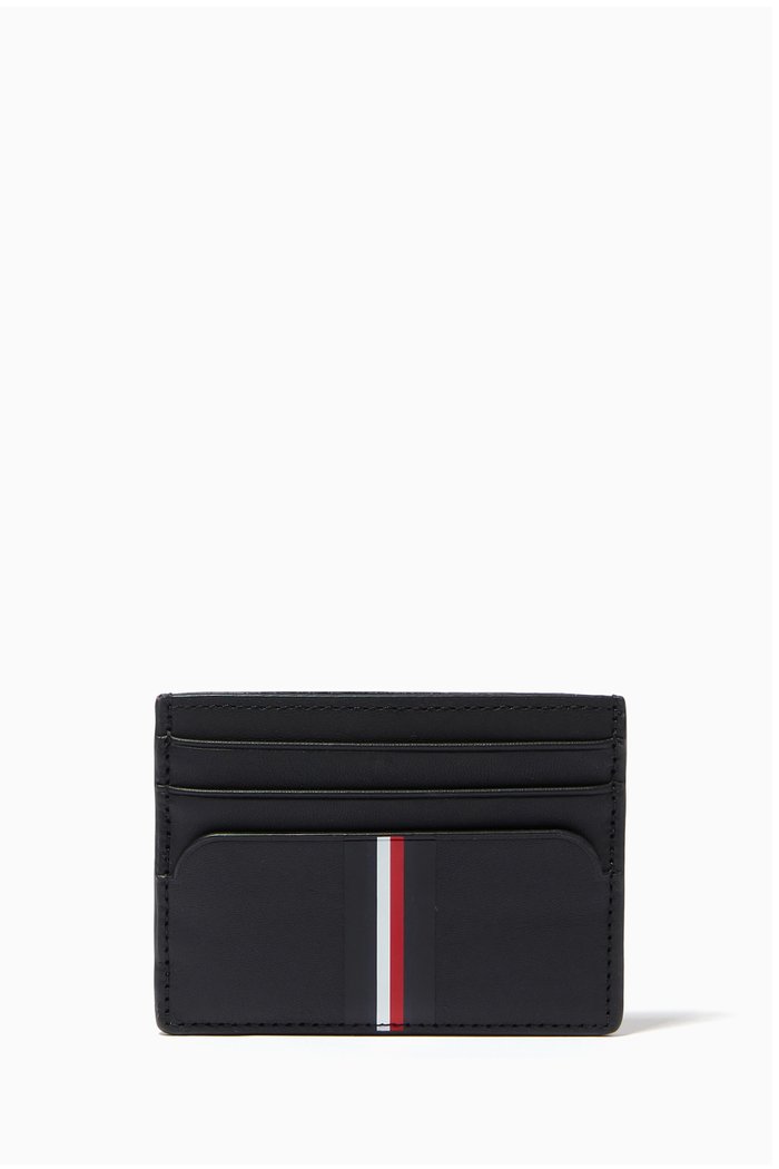 

Commuter Signature Trim Card Holder in Leather, Black