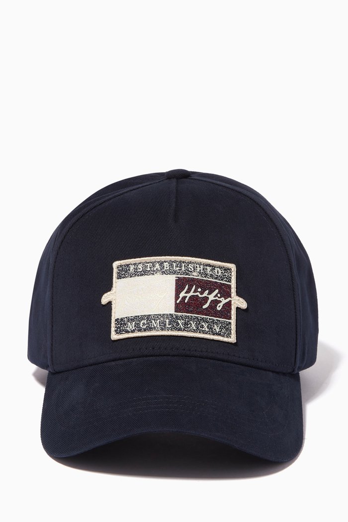 

TH Signature Badge Baseball Cap in Organic Cotton Twill, Blue