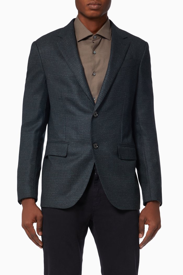 

Check Jacket in Cotton & Cashmere, Green