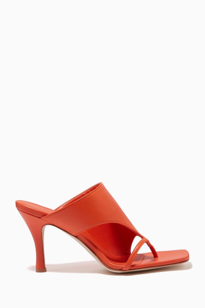 

Binx Mules in Smooth Leather, Orange