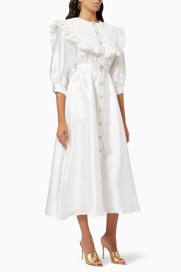 

Ruffle Shirt Dress, White