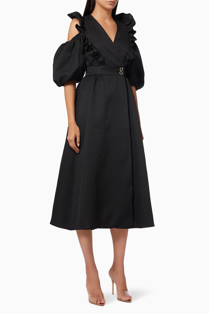 

Textured Frill Dress, Black