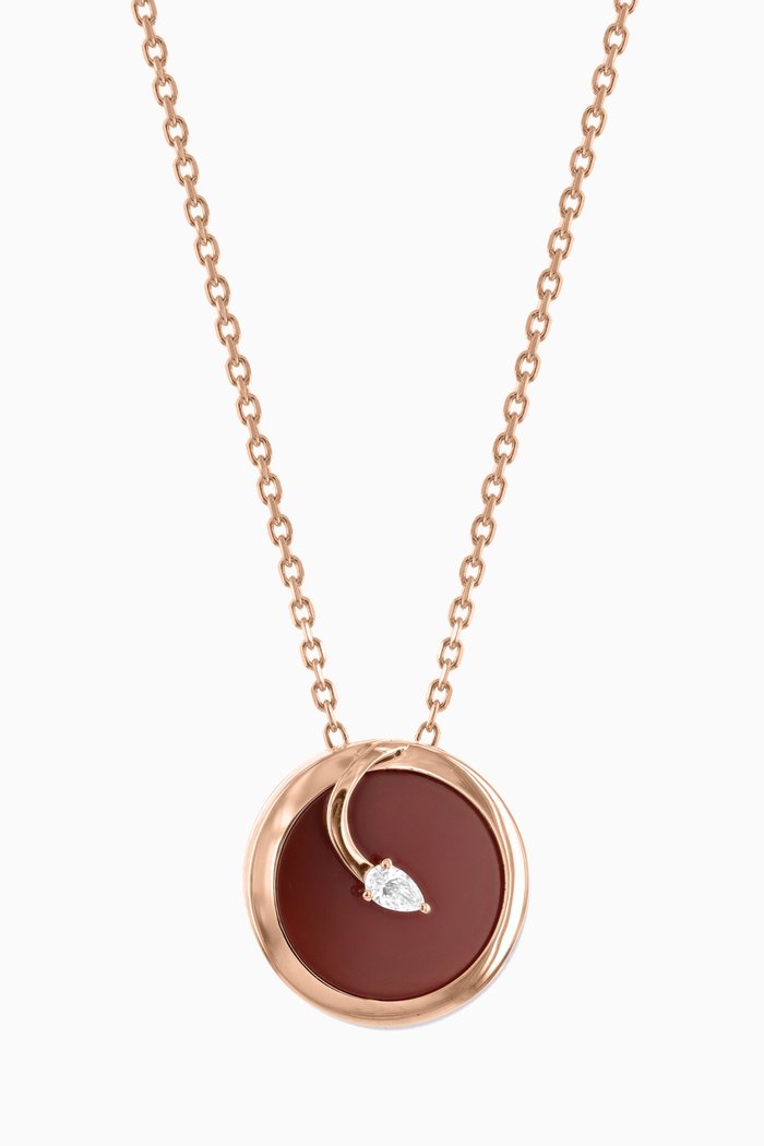 

CODA di LEONE Necklace with Red Agate & Diamond in 18kt Rose Gold, Medium