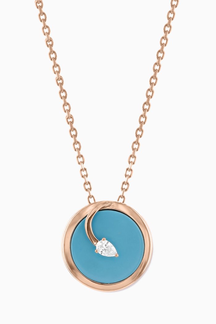 

CODA di LEONE Necklace with Turquoise & Diamond in 18kt Rose Gold, Large