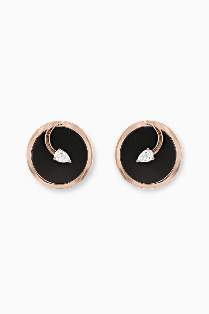CODA di LEONE Earrings with Onyx & Diamonds in 18kt Rose Gold