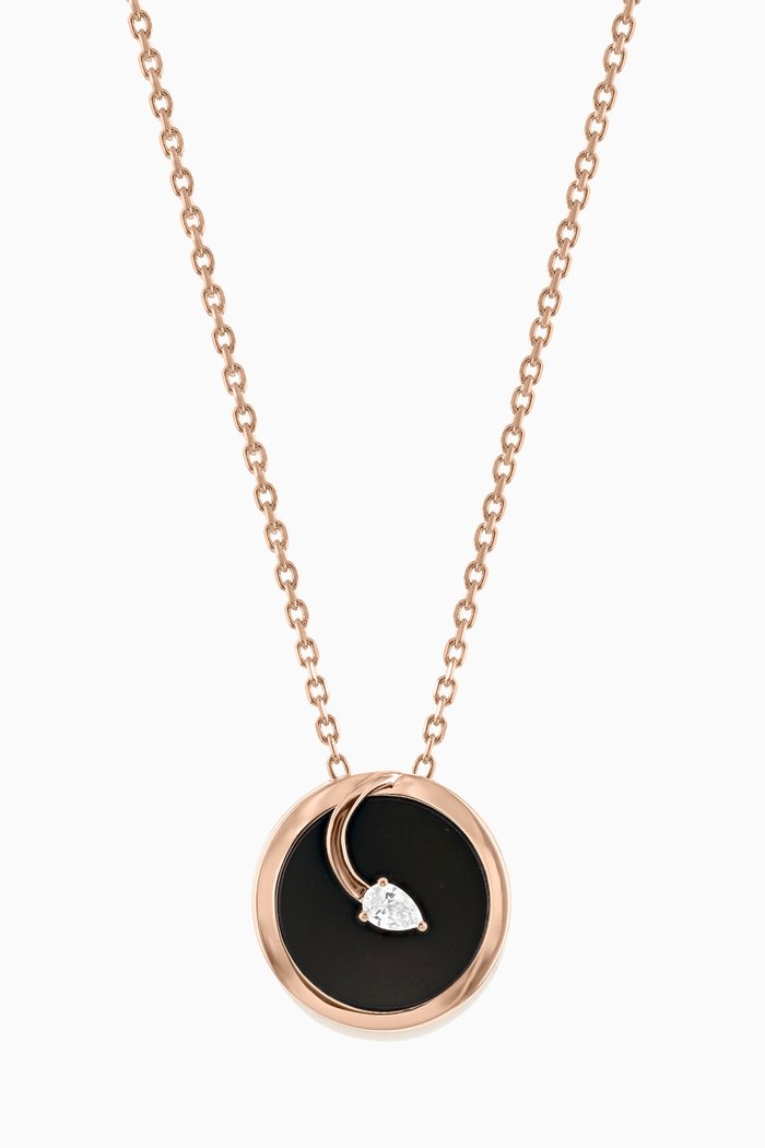 

CODA di LEONE Necklace with Black Onyx & Diamond in 18kt Rose Gold, Small
