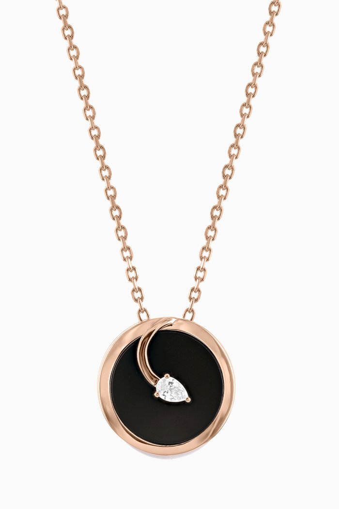 

CODA di LEONE Necklace with Black Onyx & Diamond in 18kt Rose Gold, Medium