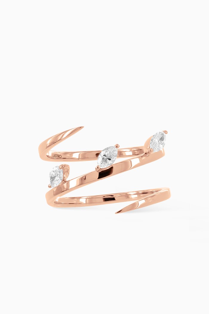 LUSSO Ring with Diamonds in 18kt Rose Gold