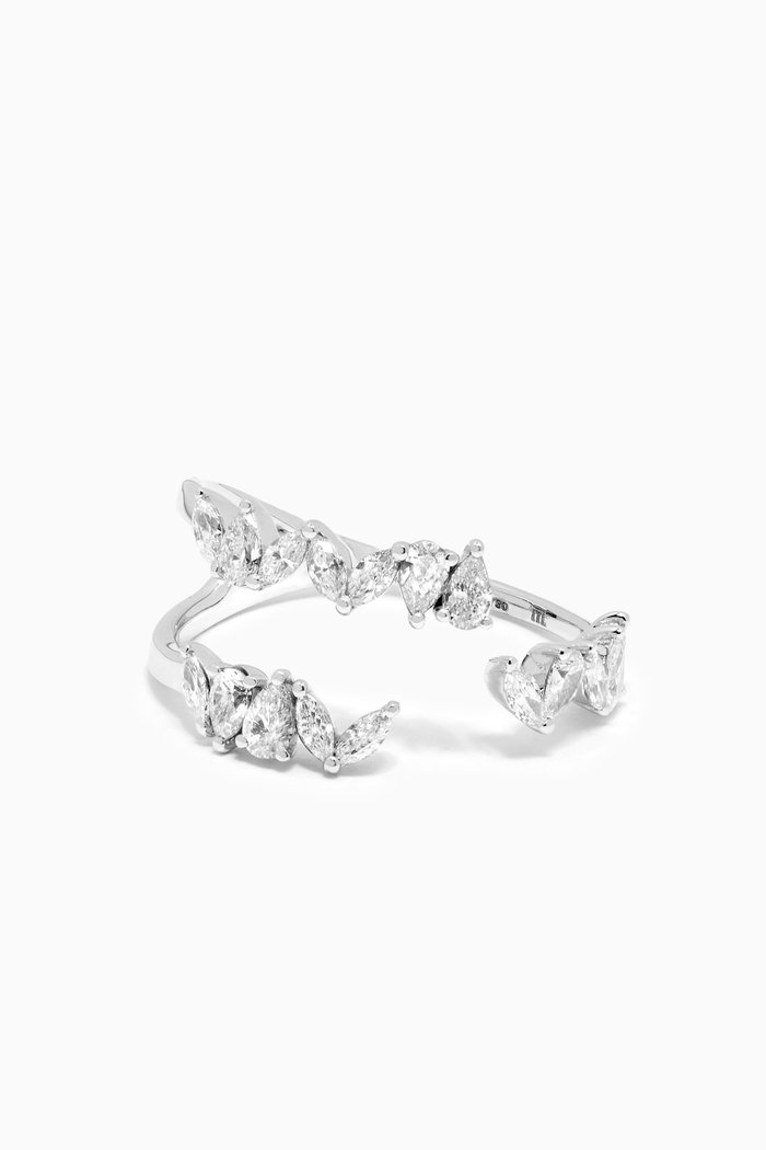 LUSSO Ring with Diamonds in 18kt White Gold