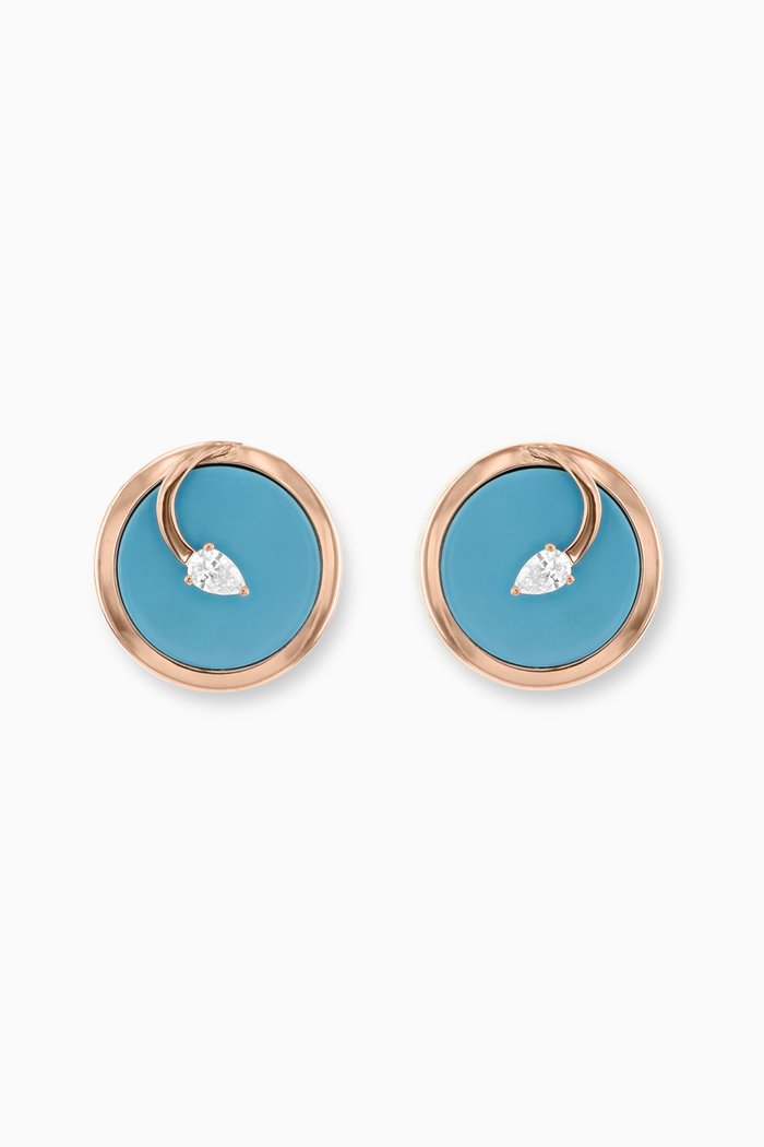 

CODA di LEONE Earrings with Turquoise & Diamonds in 18kt Rose Gold