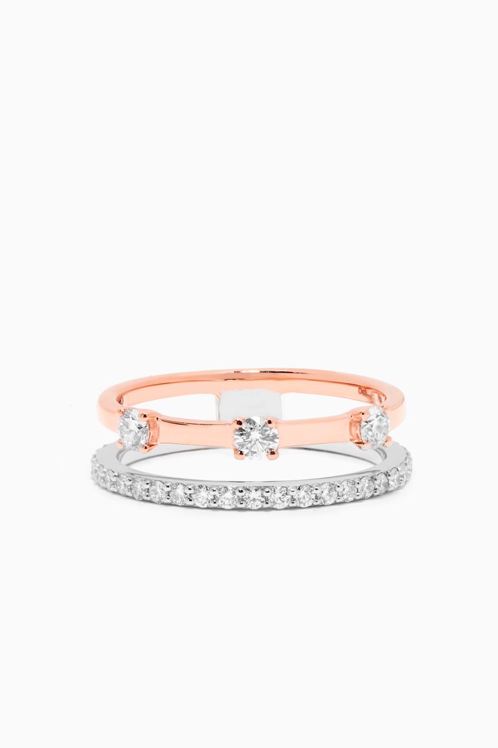 

LUSSO Ring with Diamonds in 18kt Rose & White Gold, Rose gold