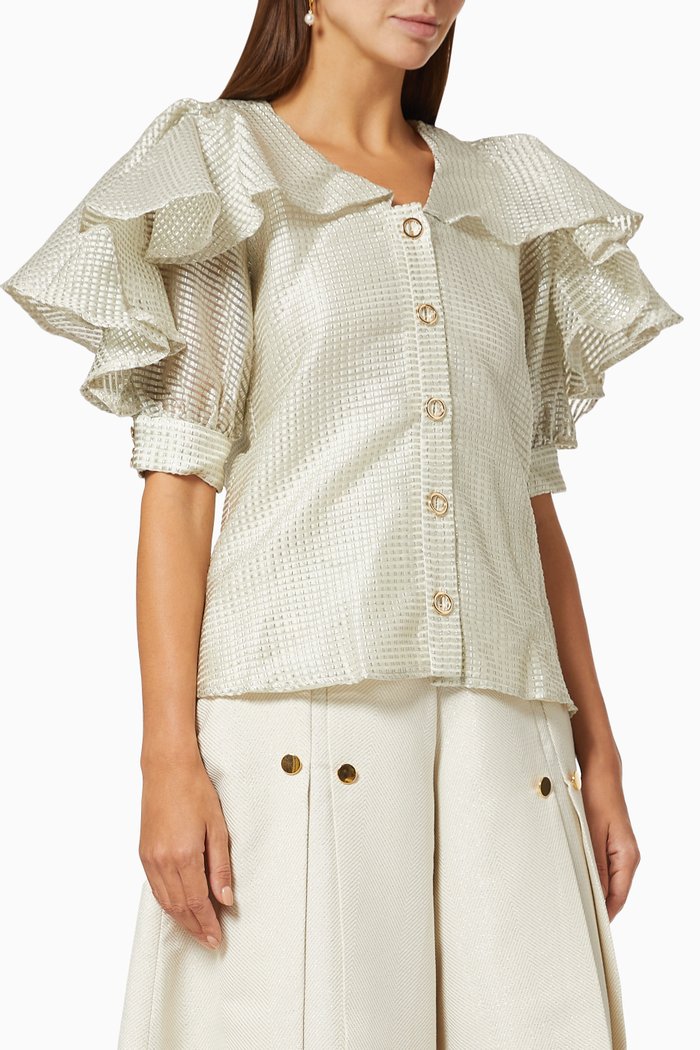 

Frill Cape Blouse, Grey