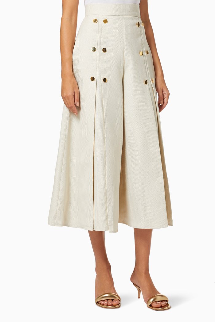 

Pleated Button Culottes, Neutral