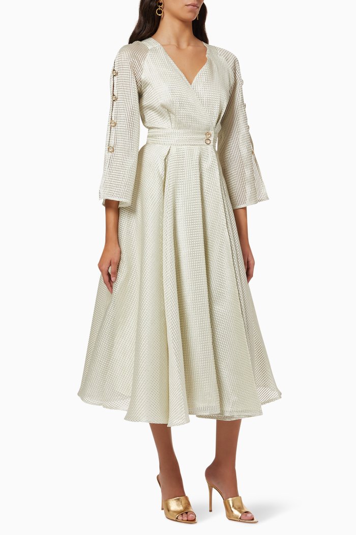 

Wrap Flared Dress, Grey