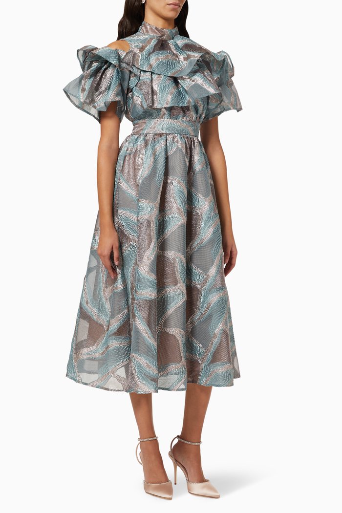 

Cold Shoulder Ruffle Dress, Green