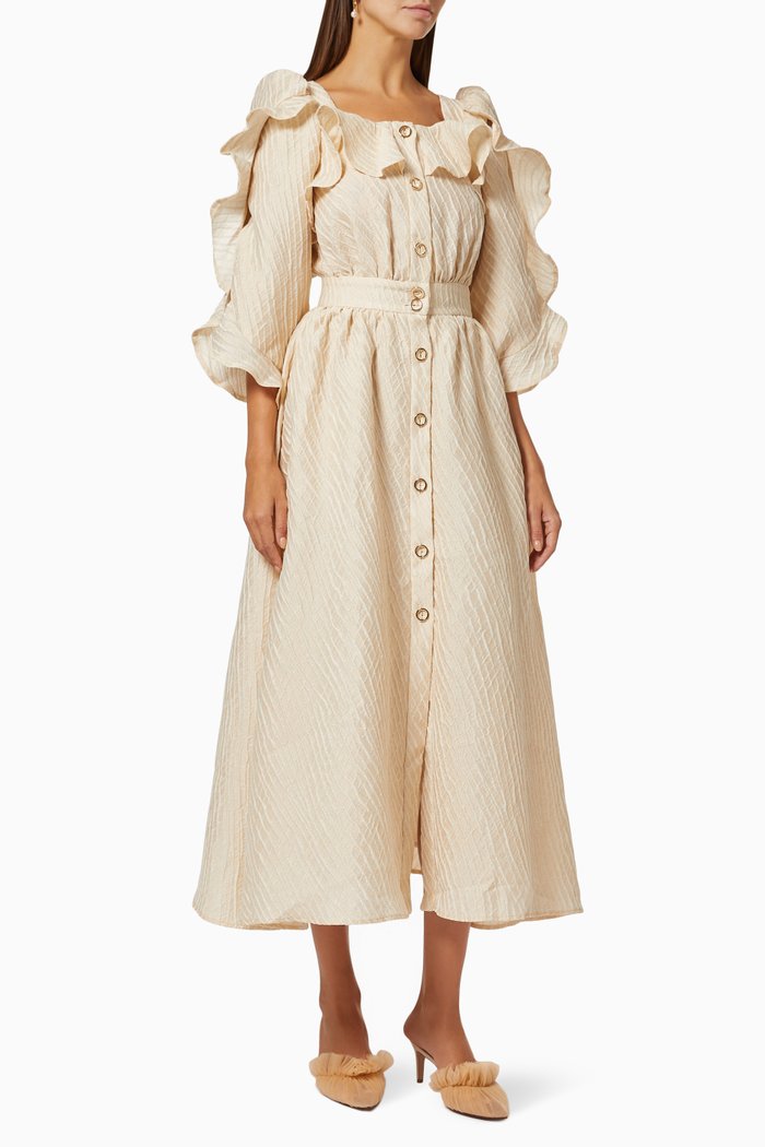 

Ruffle Button Dress, Neutral