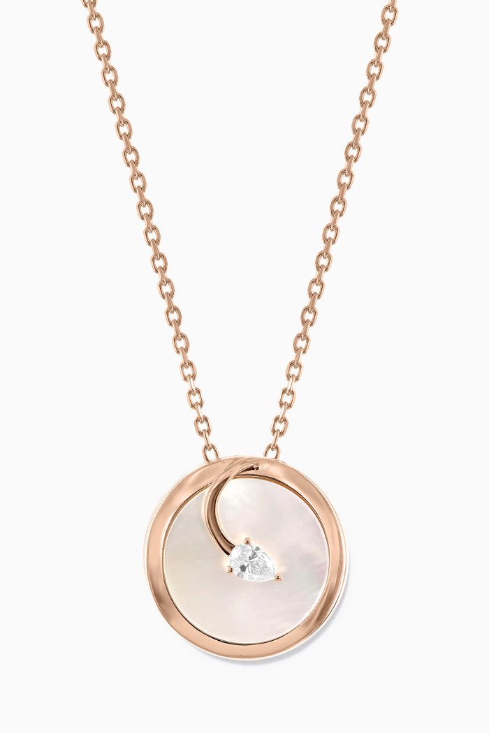 

CODA di LEONE Necklace with Mother of Pearl & Diamond in 18kt Rose Gold, Large