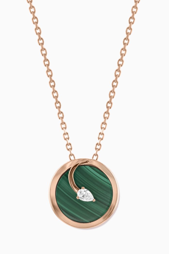 CODA di LEONE Necklace with Malachite & Diamond in 18kt Rose Gold, Large