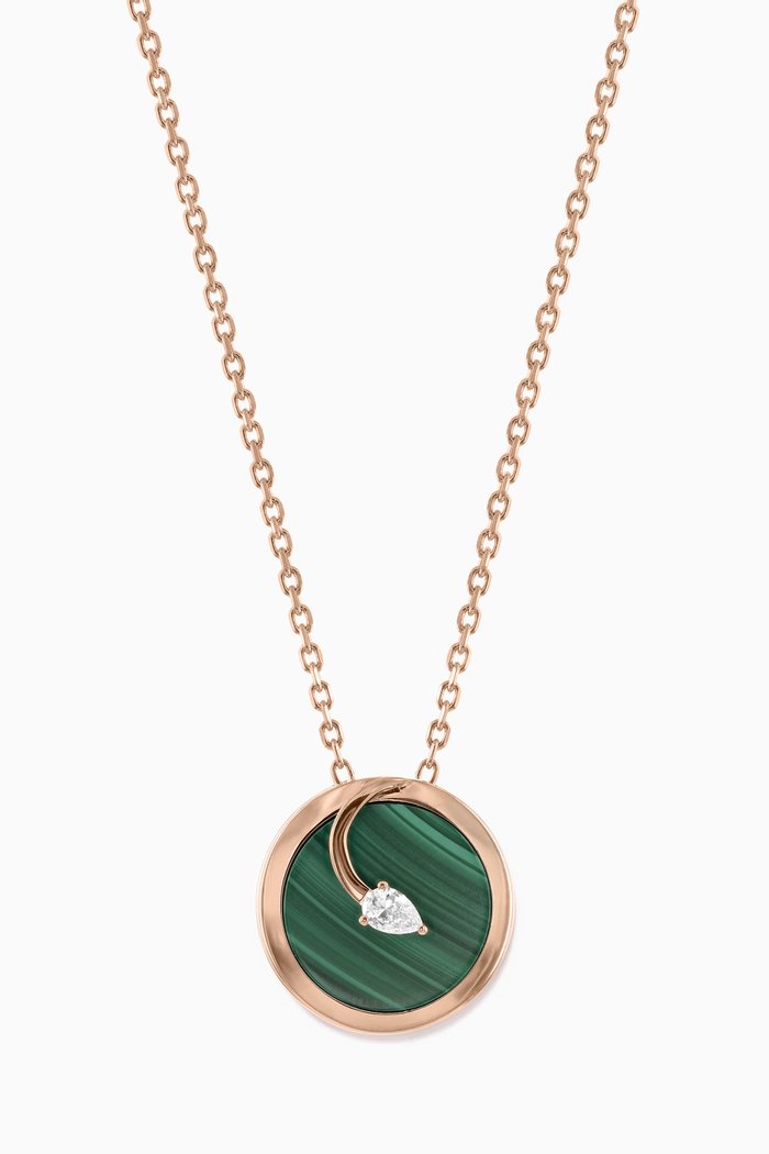 CODA di LEONE Necklace with Malachite & Diamond in 18kt Rose Gold, Small