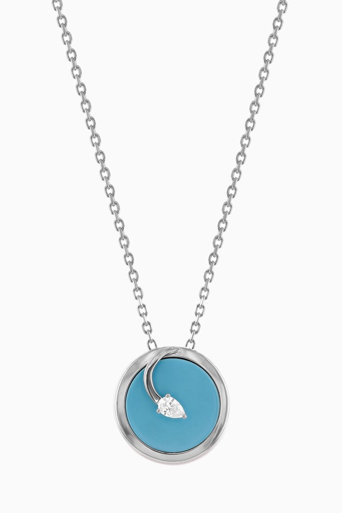 

CODA di LEONE Necklace with Turquoise & Diamond in 18kt White Gold, Small