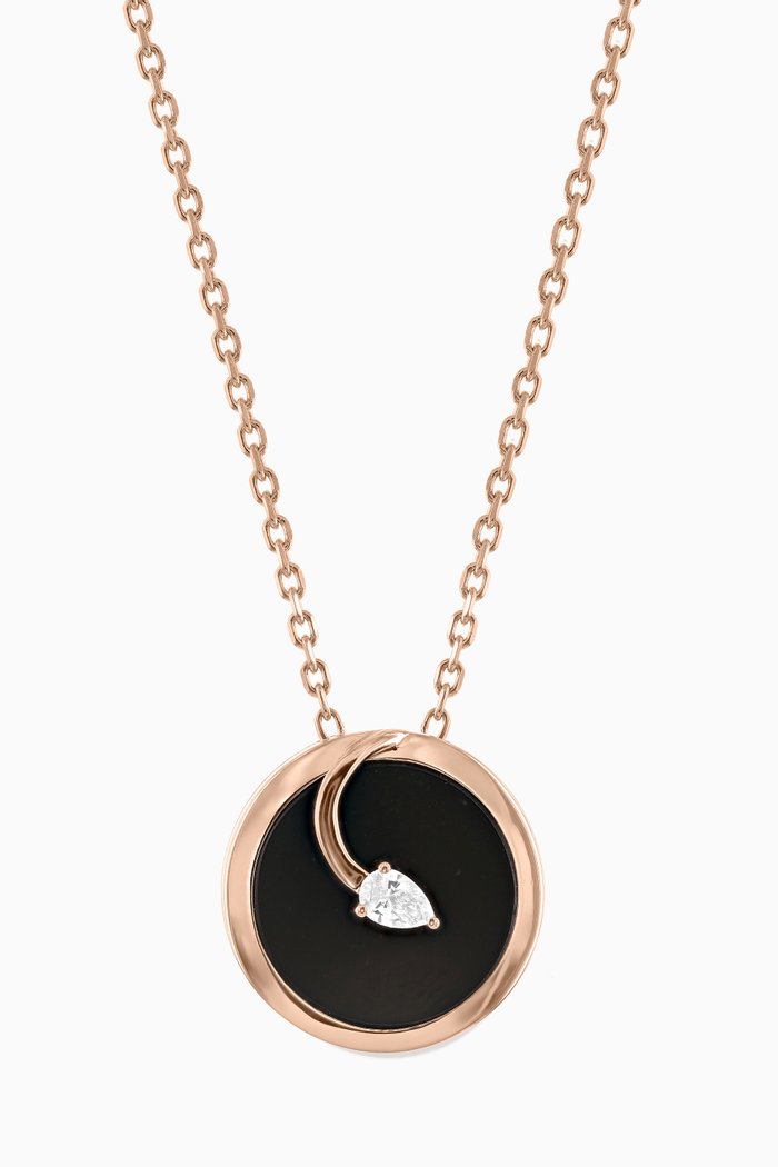 

CODA di LEONE Necklace with Black Onyx & Diamond in 18kt Rose Gold, Large