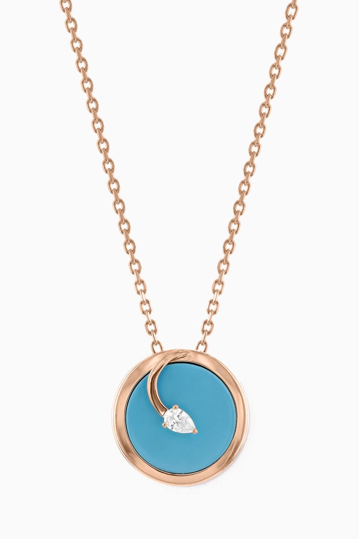 

CODA di LEONE Necklace with Turquoise & Diamond in 18kt Rose Gold, Medium