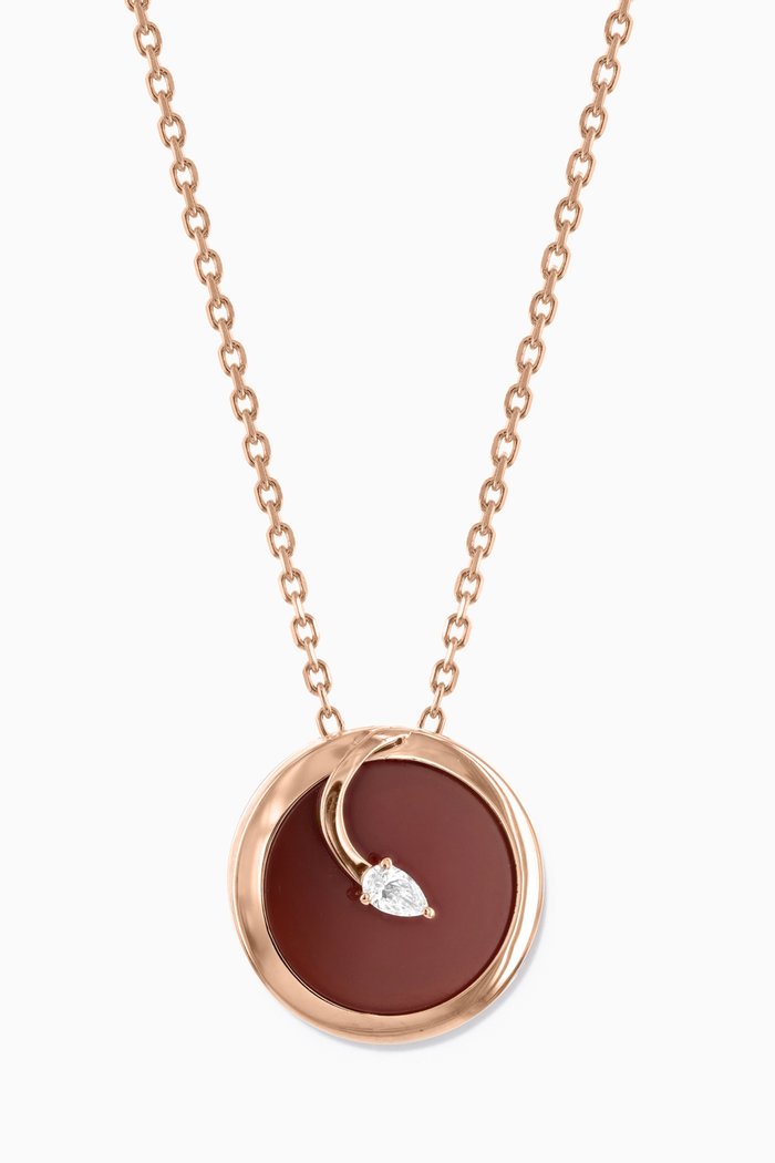 

CODA di LEONE Necklace with Red Agate & Diamond in 18kt Rose Gold, Large