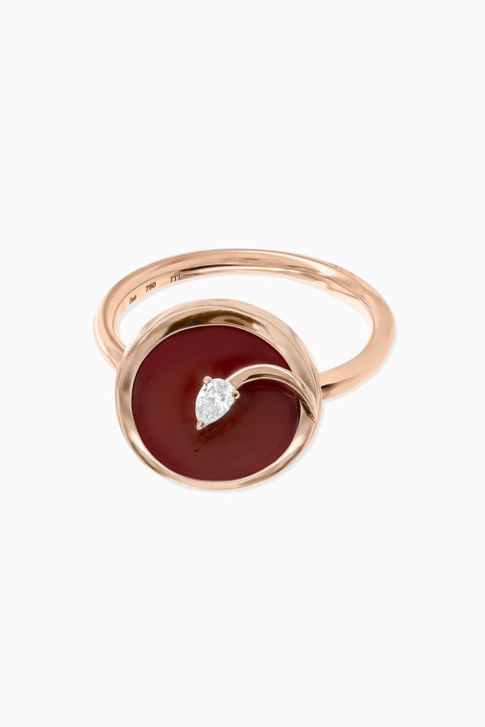 

CODA di LEONE Ring with Red Agate & Diamond in 18kt Rose Gold