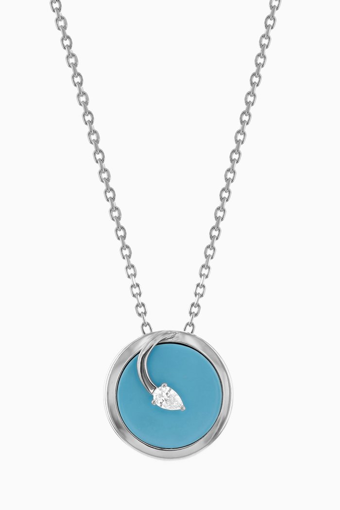 

CODA di LEONE Necklace with Turquoise & Diamond in 18kt White Gold, Medium