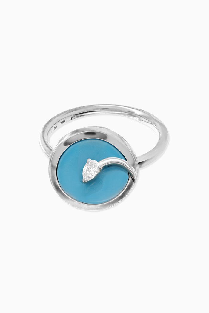 

CODA di LEONE Ring with Turquoise & Diamond in 18kt White Gold