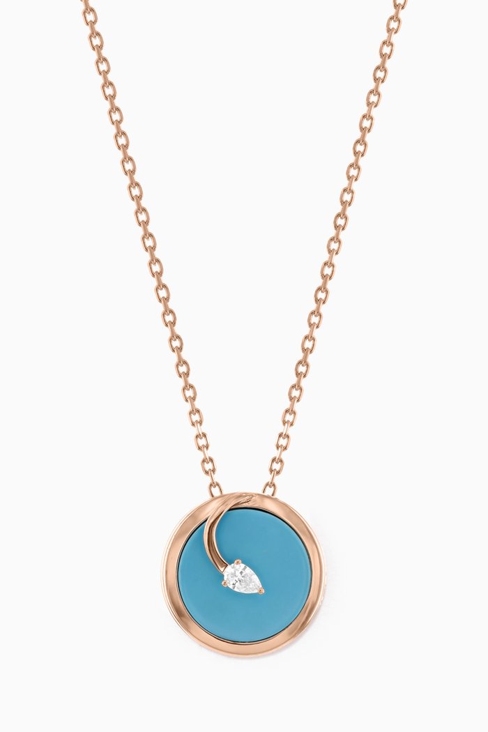

CODA di LEONE Necklace with Turquoise & Diamond in 18kt Rose Gold, Small
