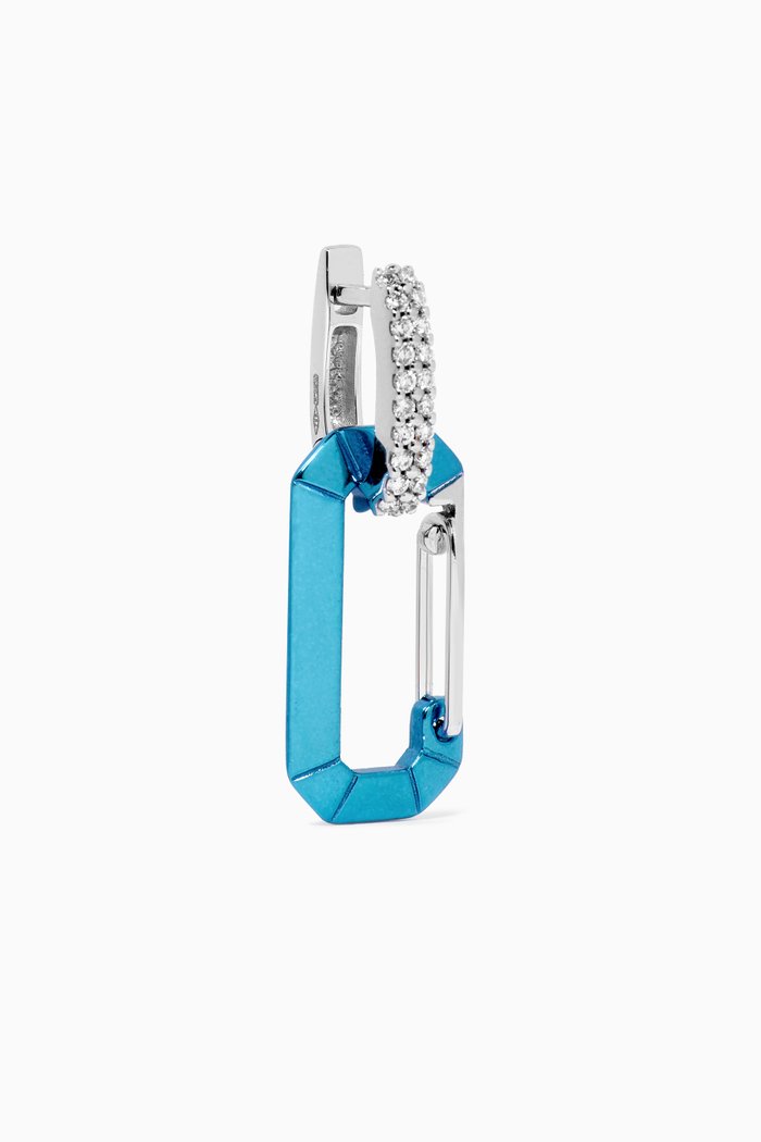 

Small Single Chiara Earring in 18kt White Gold & Silver, Blue