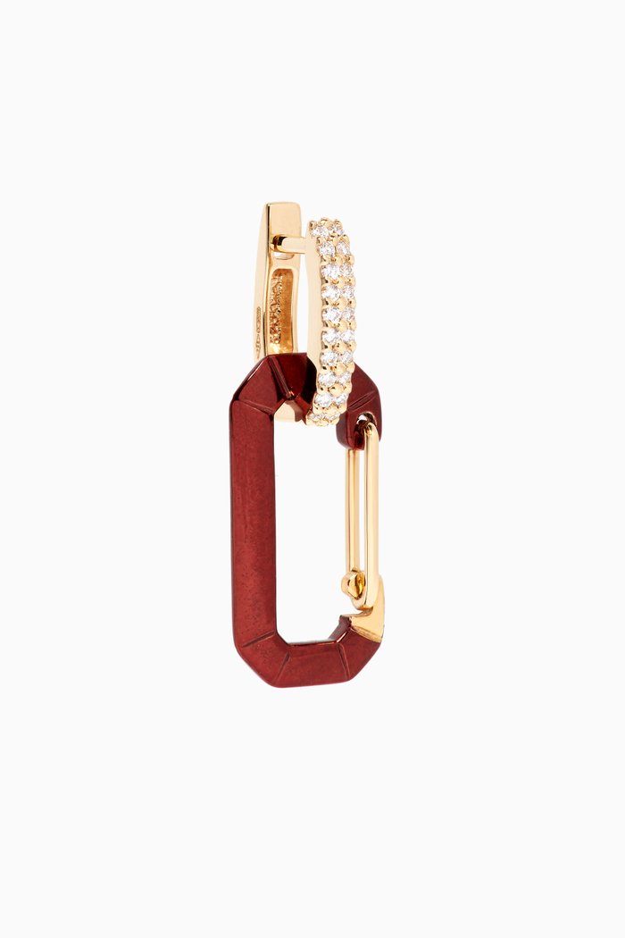 Small Single Chiara Earring in 18kt Yellow Gold, Brown