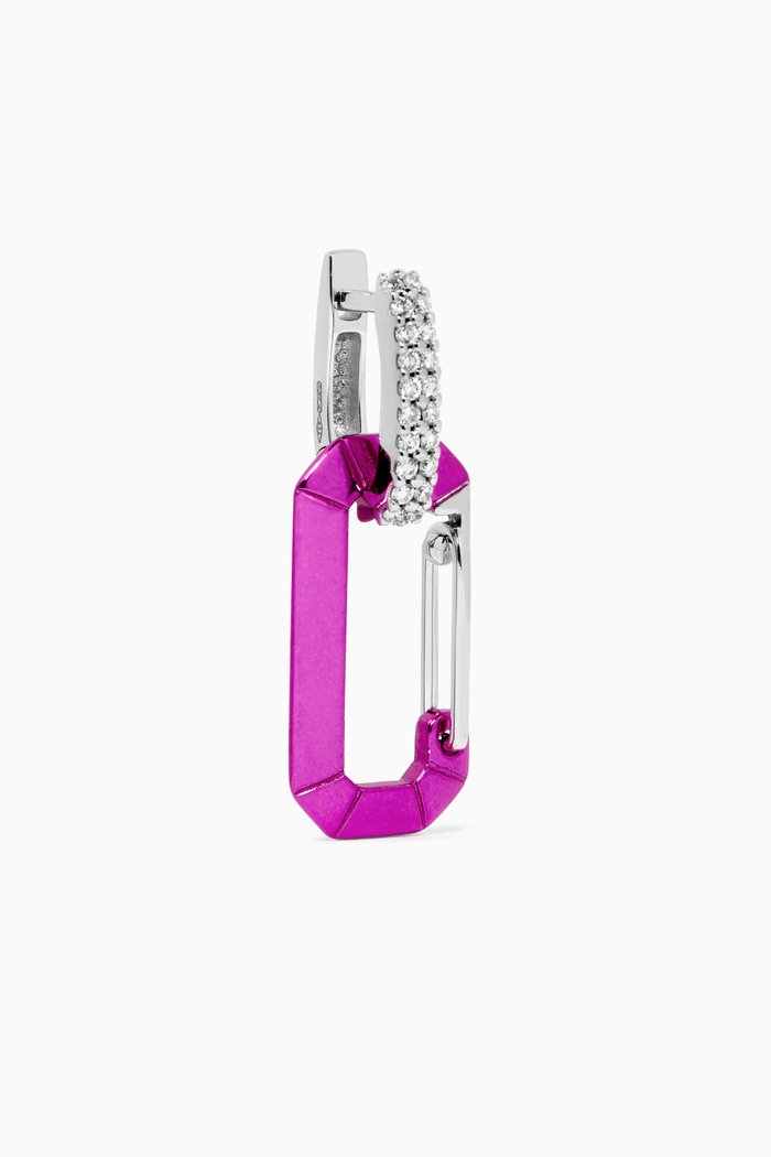 

Small Single Chiara Earring in 18kt White Gold & Silver, Pink